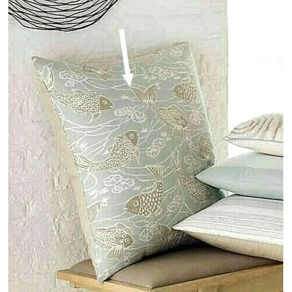 Koi Fish European Euro Pillow Sham Blue Sea Beach Summer Home Coastal Dorm Room